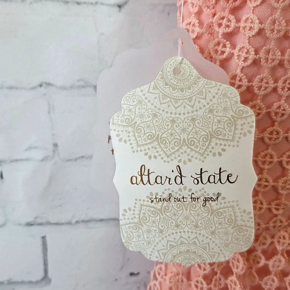 Altar'd State Coral Peach Lace Crochet Dress Size S NEW Party Princess Peach - Picture 8 of 10